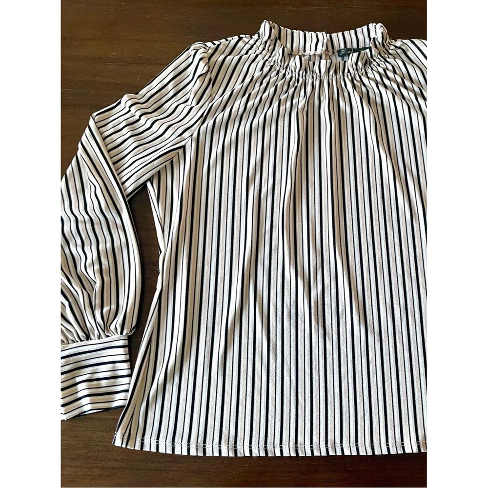 Adrianna Papell Black and White Striped Top